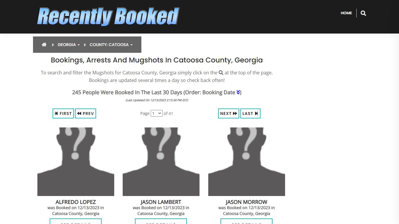 Recent bookings, Arrests, Mugshots in Catoosa County, Georgia
